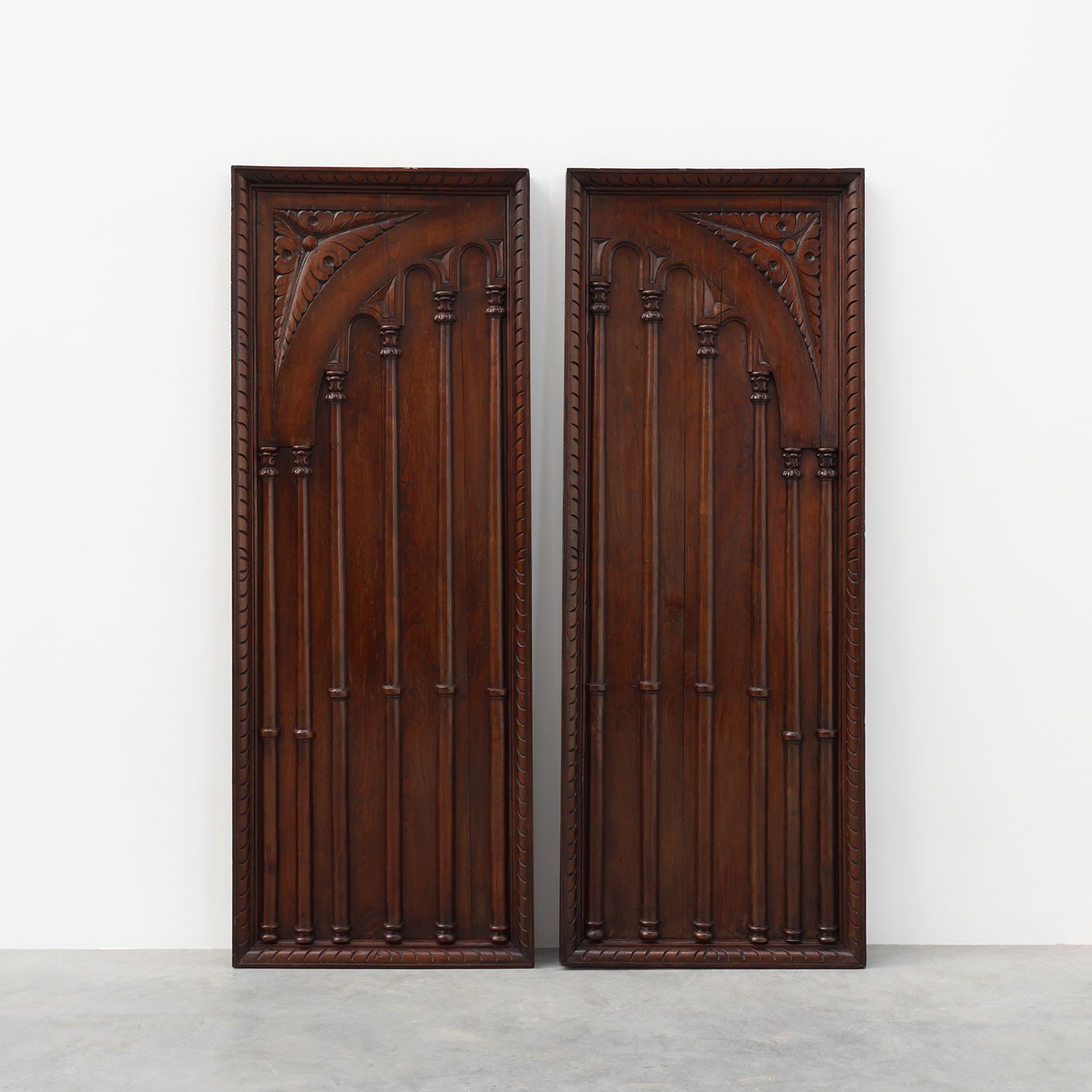 Large Carved Portuguese Oak Wall Panels, 1850s, Set of 2-img